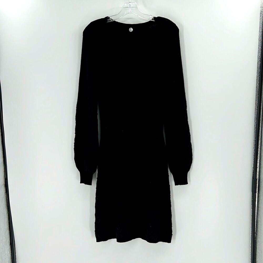 Margaret O'Leary Wool Puff Sleeve Sweater Dress - Black - Large